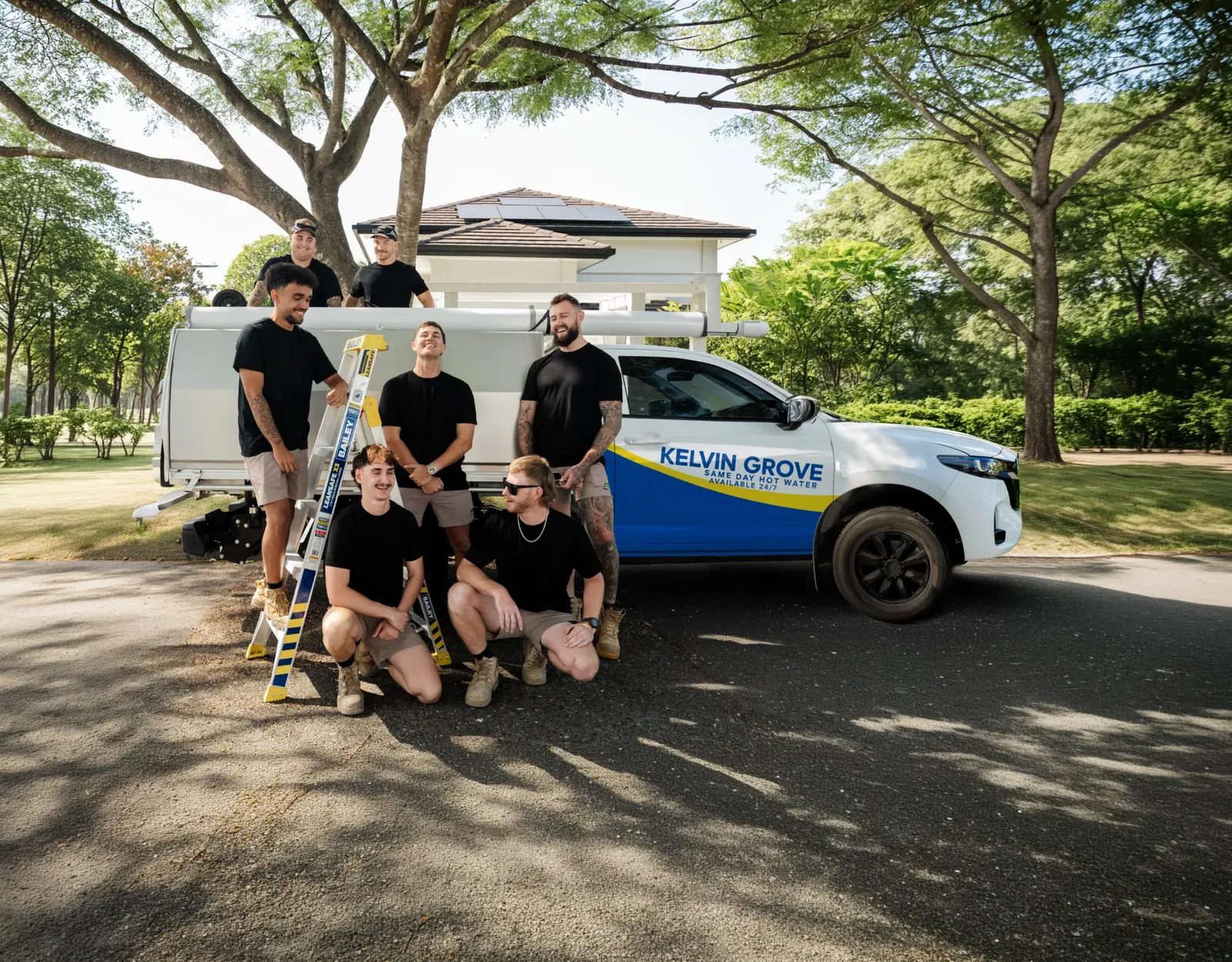 Kelvin Grove Same Day Hot Water ute and team