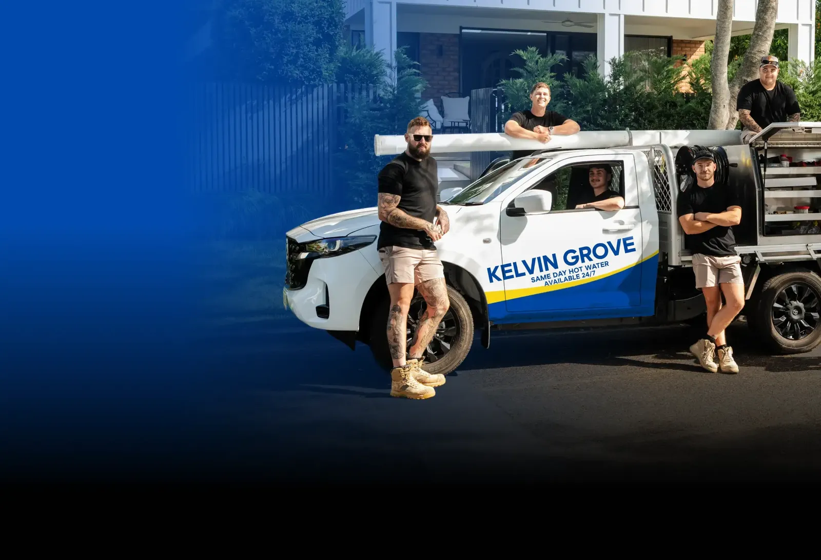 Kelvin Grove Same Day Hot Water team with the ute
